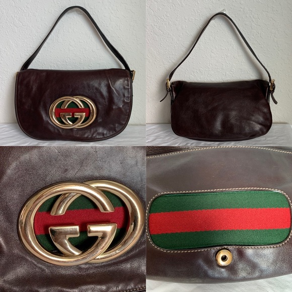 🔴SOLD🔴GUCCI Brown Leather "Britt" Shoulder Bag - Picture 5 of 8